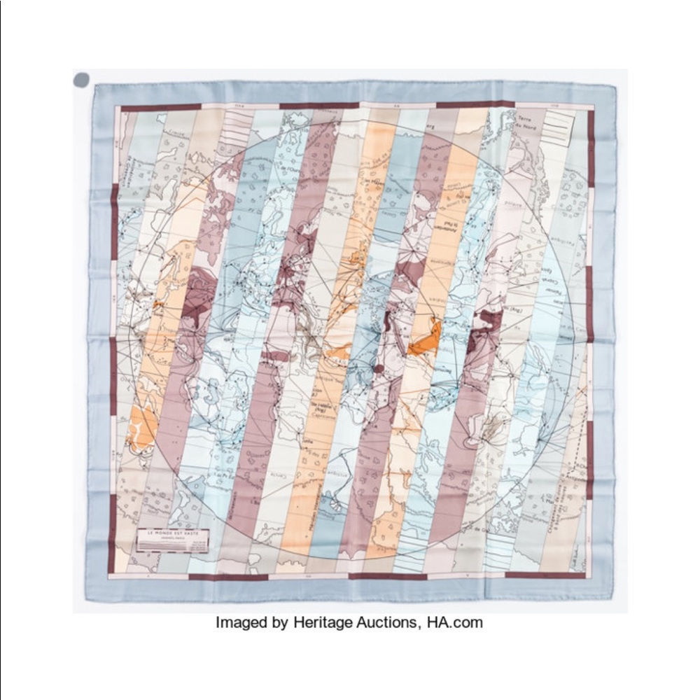 Hermes Le Monde Est Vaste Silk Scarf 90cm 36” World Map Meridian International